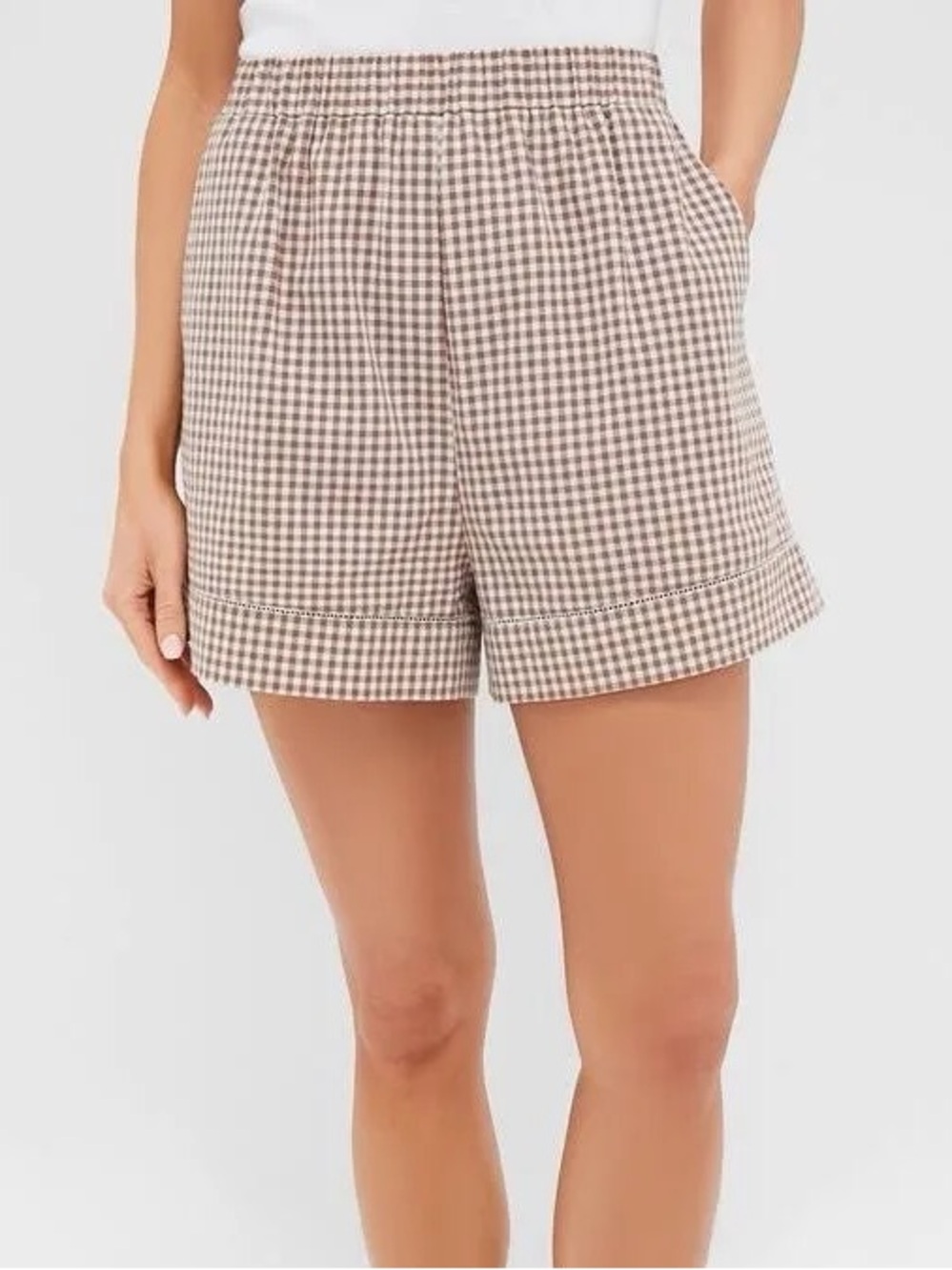 NWT Tuckernuck x Studio McGee Agusta Shorts in Mocha Cotton Gingham Size S - Picture 5 of 12
